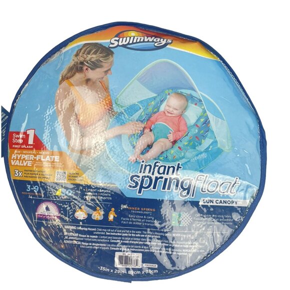 BABY SWIMWAYS INFANT SPRINGFLOAT SUN CANOPY 3-9 MONTHS 50+ UPF - Picture 1 of 7